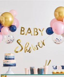 Gender Reveal Gold Baby Shower Balloon & Bunting Kit