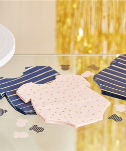 Navy & Pink Baby Grow Shaped Napkins