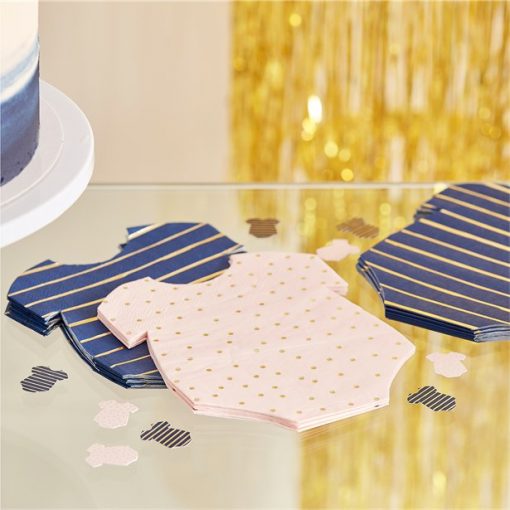 Navy & Pink Baby Grow Shaped Napkins