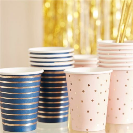 Navy & Pink Paper Party Cups