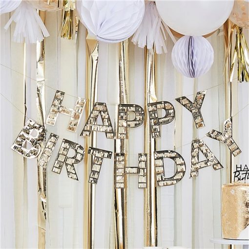 Gold Fringe Happy Birthday Bunting