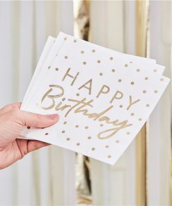 Happy Birthday Gold Polka Dot Paper Napkins