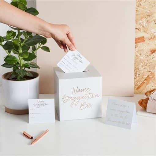 Hello Little One Baby Shower Name Suggestion Box & Cards