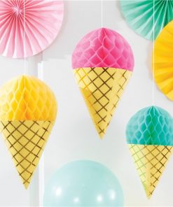 Ice Cream Honeycomb Hanging Cutout Decorations