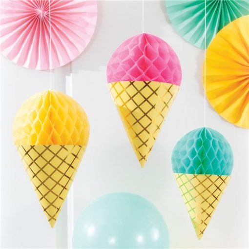 Ice Cream Honeycomb Hanging Cutout Decorations