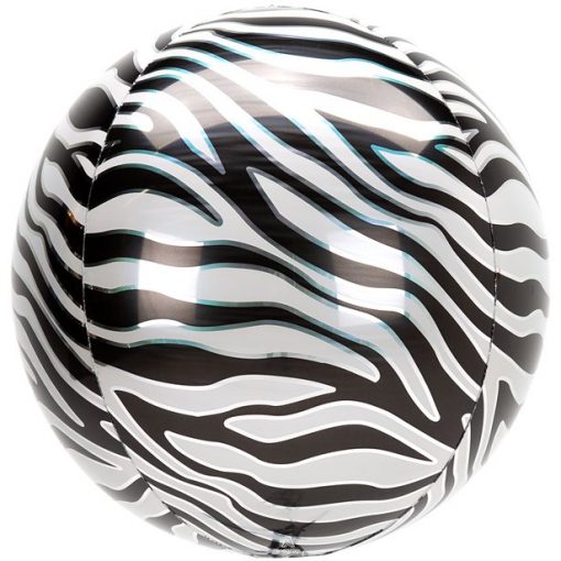 Spherical Shape Orbz Zebra Print Balloon