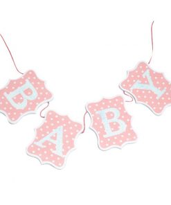 Pink Wooden Baby Bunting Decoration