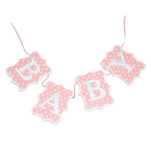 Pink Wooden Baby Bunting Decoration