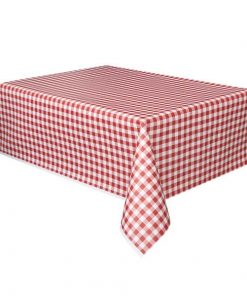 Summer Backyard BBQ Red Gingham Plastic Tablecover