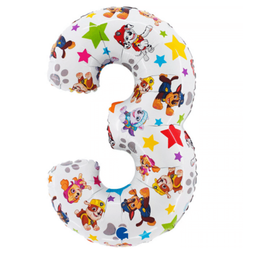 Paw Patrol Number 3 Shaped Balloon