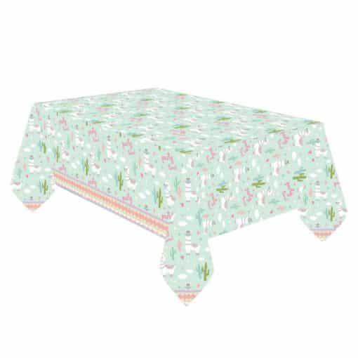 Llama Party Time Plastic Tablecover