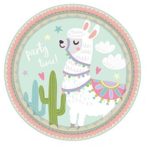 Llama Party Time Paper Plates