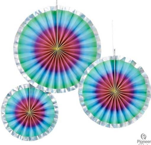 Rainbow Ombre Party Fan Decorations