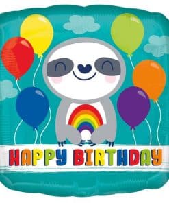 Sloth Happy Birthday Square Foil Balloon