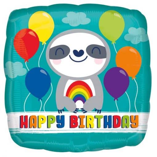 Sloth Happy Birthday Square Foil Balloon