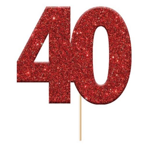 40th Glitter Cupcake Toppers