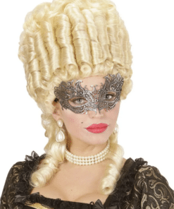 Silver Metallic Lace Masquerade Mask