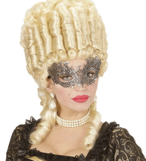 Silver Metallic Lace Masquerade Mask