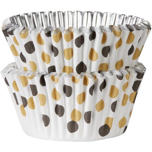 Gold & Black Polka Dot Cupcake Cases