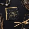 Happy New Year Black Metallic Napkins