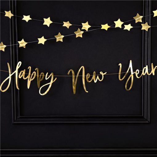 Happy New Year Gold Foil Banner