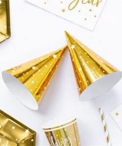 Metallic Gold Star Cone Hats