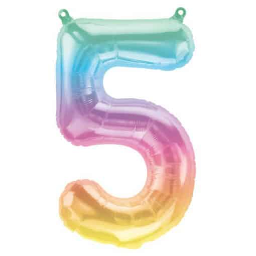 Pastel Ombre Number 5 Balloon