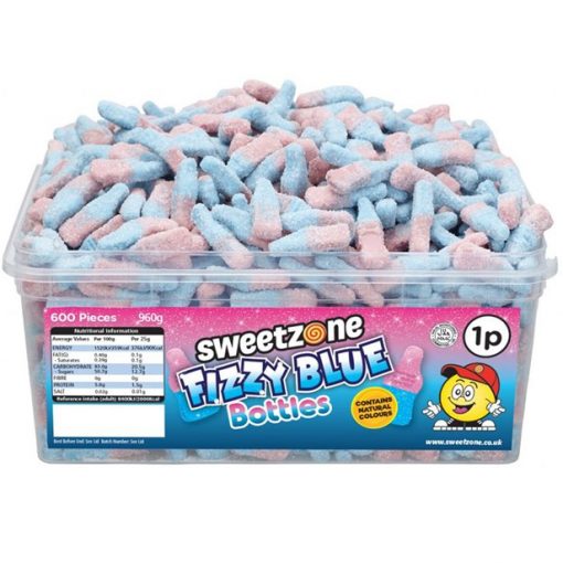 Sweetzone Halal Fizzy Blue Bottles Tub of Sweets