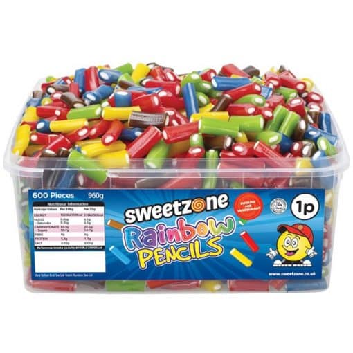 Sweetzone Halal Rainbow Pencils Tub of Sweets