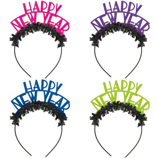 Happy New Year Brightly Colour Fringed Headbands