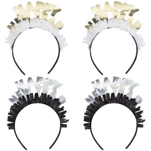 Happy New Year Metallic Fringed Headbands