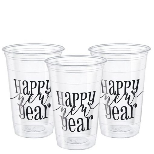 Happy New Year Clear Plastic Party Cups