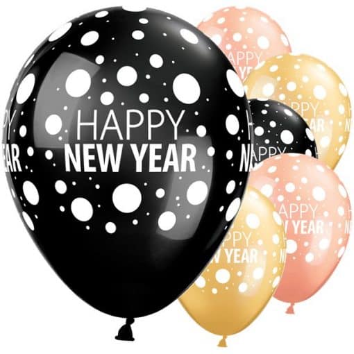 Happy New Year Dots Printed Latex Balloons