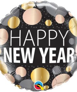 Happy New Year Metallic Dots Foil Balloon