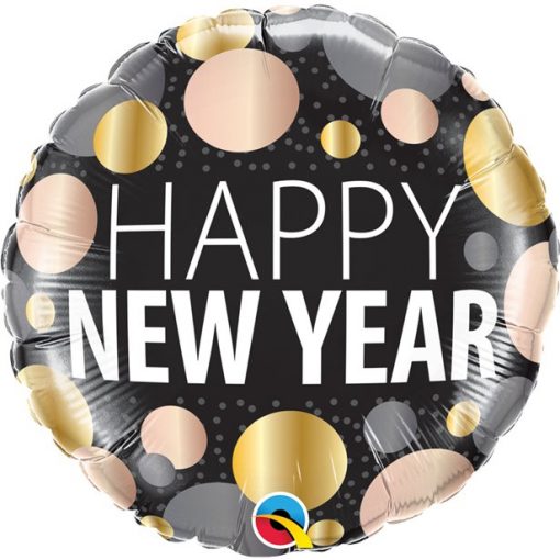 Happy New Year Metallic Dots Foil Balloon