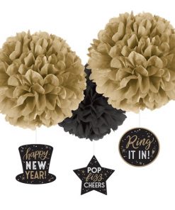 Happy New Year Pom Pom Hanging Decorations