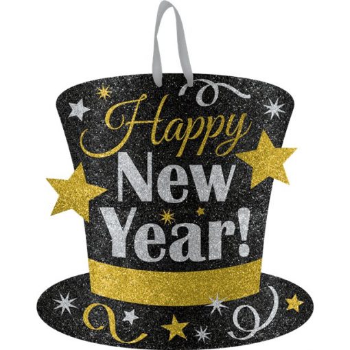 Metallic Glitter New Year Hanging Sign