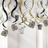 Metallic New Year Hanging Swirl Decorations