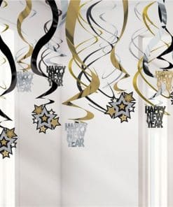 Metallic New Year Hanging Swirl Decorations