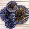 Navy Blue & Gold Mix Fan Decorations