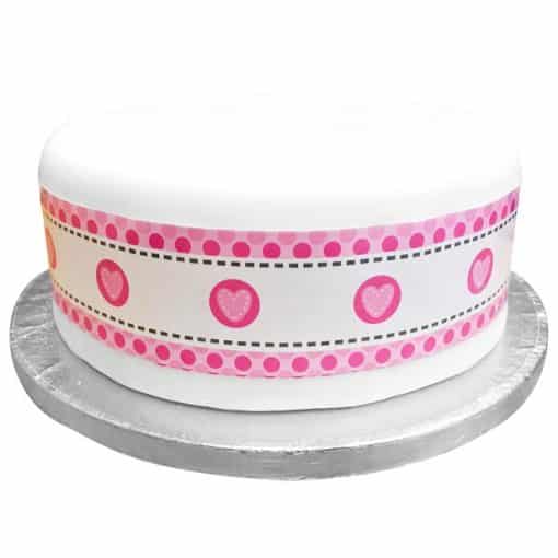 Pink Heart Stitch Cake Frill