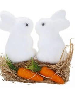 Flocked Bunnies with Grass & Carrots
