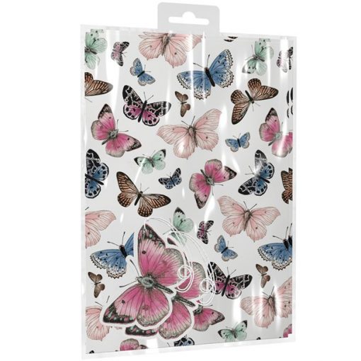 Butterfly Themed 2 Sheets of Wrapping Paper & Tags