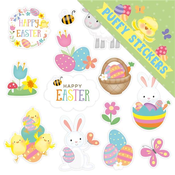 Easter Puffy Sticker Sheet - Easter Decorations - Next Day Delivery