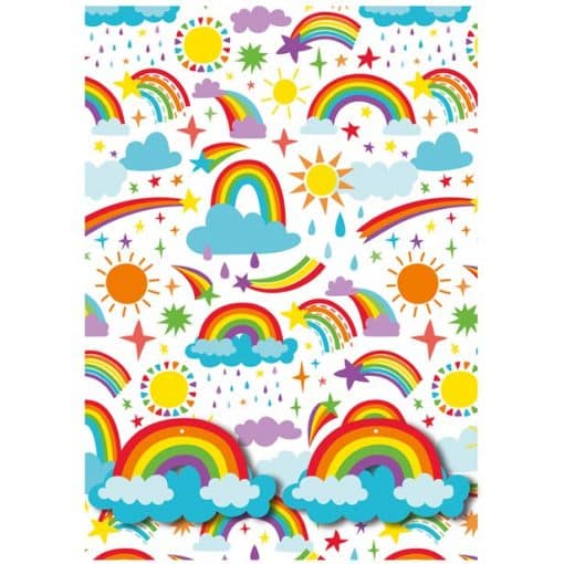 Rainbow 2 Sheets of Wrapping Paper & Tags