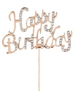 Rose Gold & Diamante Happy Birthday Cake Topper