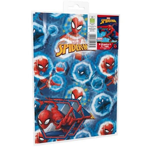 Spider-Man Themed 2 Sheets of Wrapping Paper & Tags