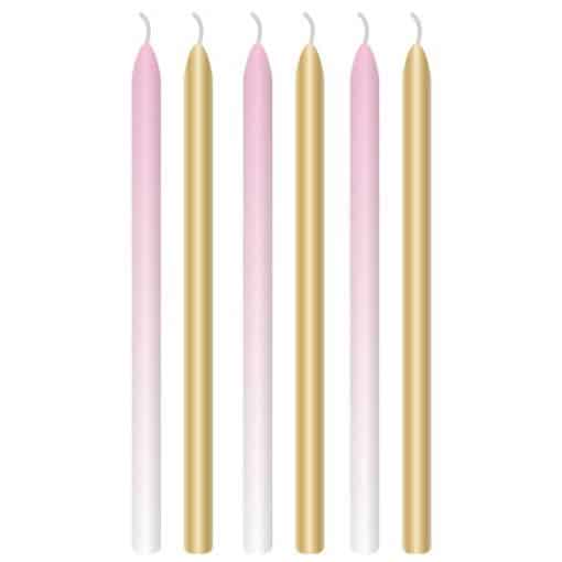 1st Birthday Pink & Gold Tall Candles