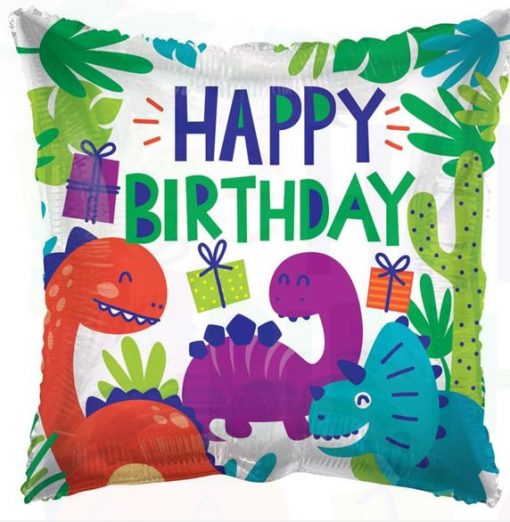 Happy Birthday Dinosaur Themed Foil Balloon