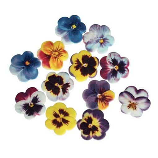 Edible Pansy Flowers Sugar Cake Decorations